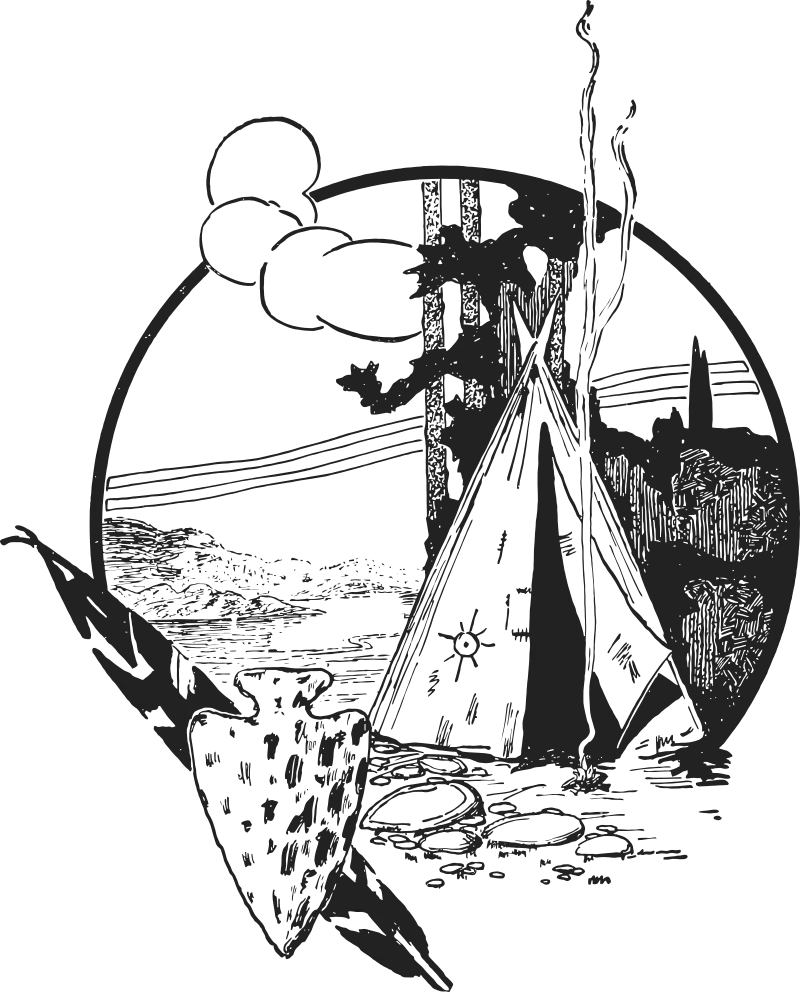 Vintage Western Cowboy Campsite Silhouette Clipart Illustration of Frontier Life