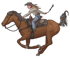 Wild West Rider Galloping Across the Prairie: Vintage Western Clipart Illustration