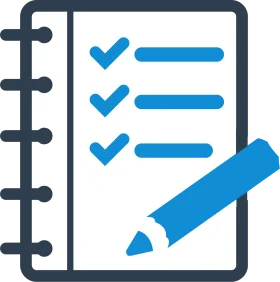 Blue and White Productivity Checklist Clipart with Checkmarks and Pencil