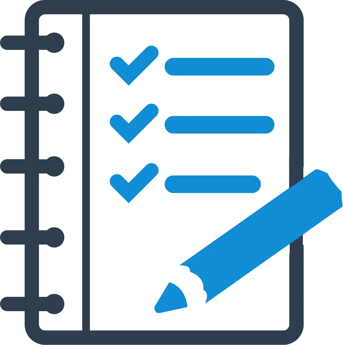 Blue and White Productivity Checklist Clipart with Checkmarks and Pencil