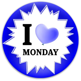 Cheerful Blue and White 'I Love Monday' Motivational Clipart Design