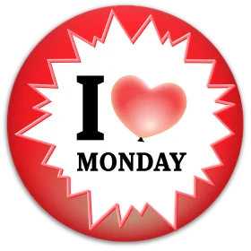 Cheerful Red and White I Love Monday Heart Button Clipart Design