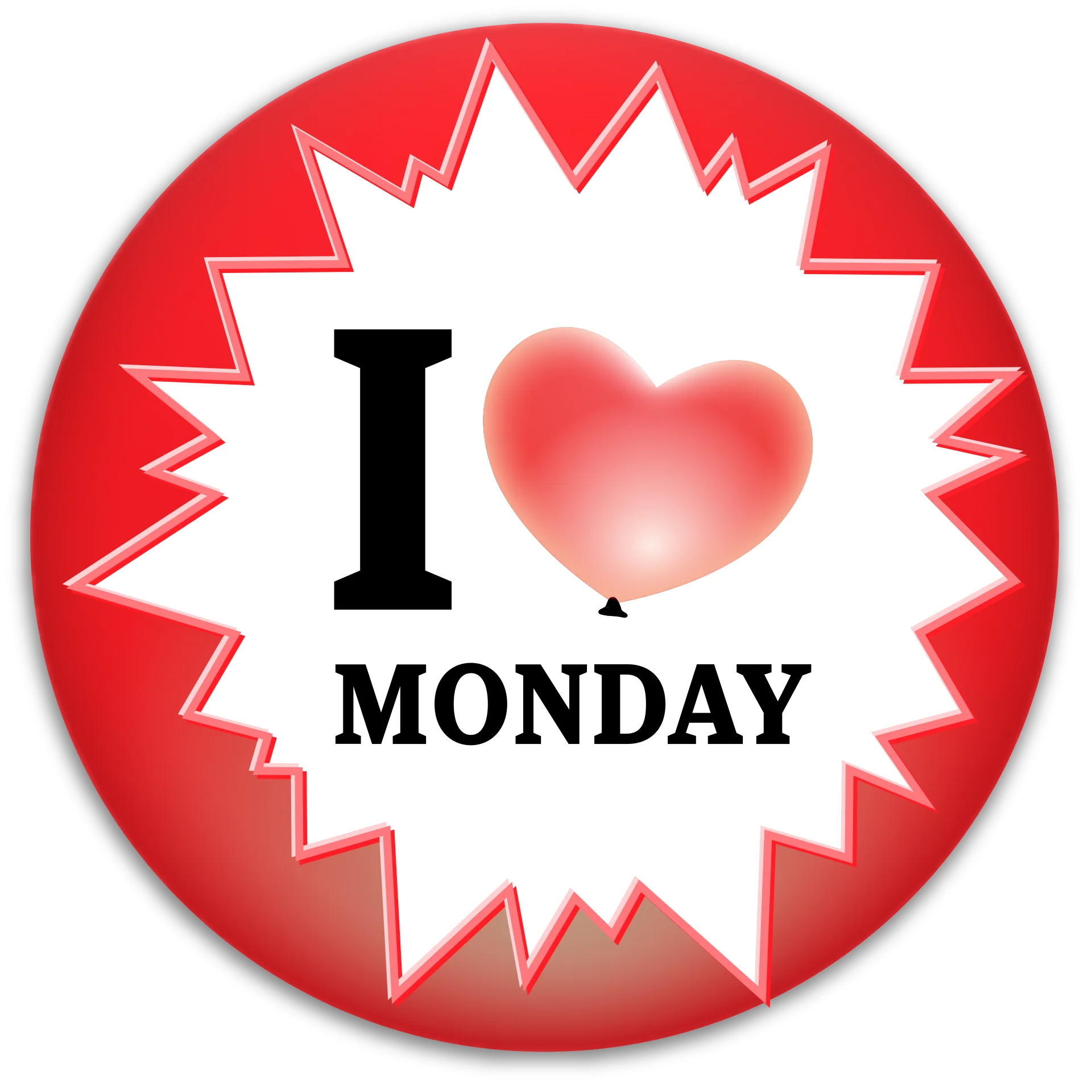 Cheerful Red and White I Love Monday Heart Button Clipart Design