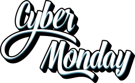 Cyber Monday Stylish Lettering Clipart with Shadowed 3D Typography Design