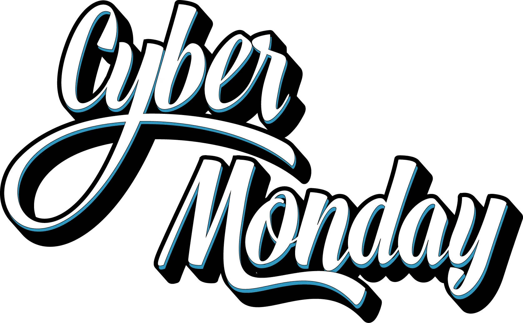 Cyber Monday Stylish Lettering Clipart with Shadowed 3D Typography Design