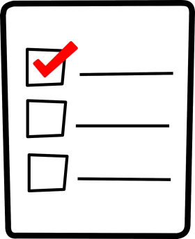 Minimalist Black and White Checklist Clipart with Red Checkmark Icon