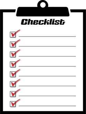 Minimalist Black and White Checklist Clipart with Red Checkmarks