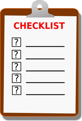Minimalist Brown Clipboard Checklist Clipart with Empty Question Mark Slots