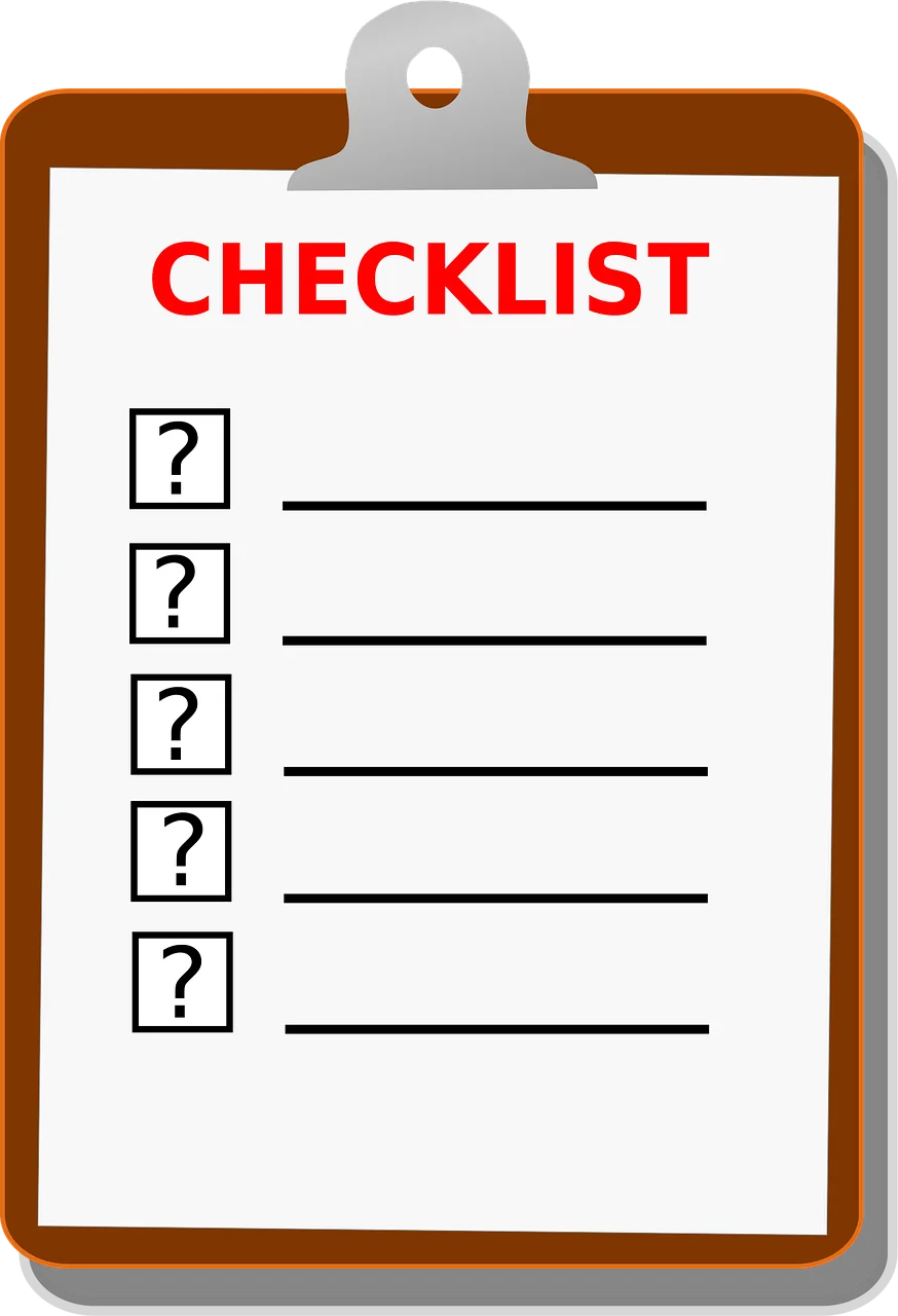 Minimalist Brown Clipboard Checklist Clipart with Empty Question Mark Slots