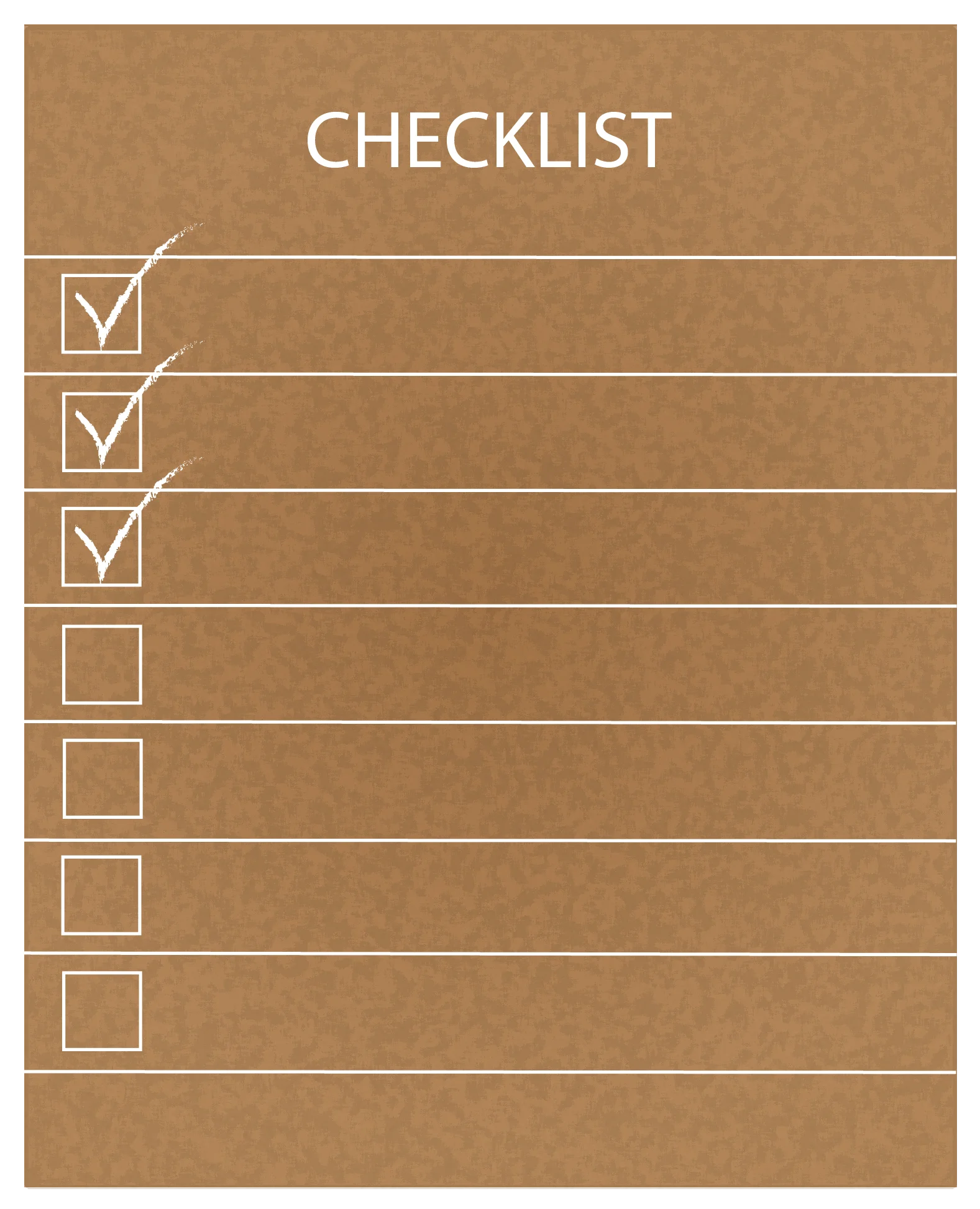 Minimalist Brown Kraft Paper Checklist Clipart with Checkboxes