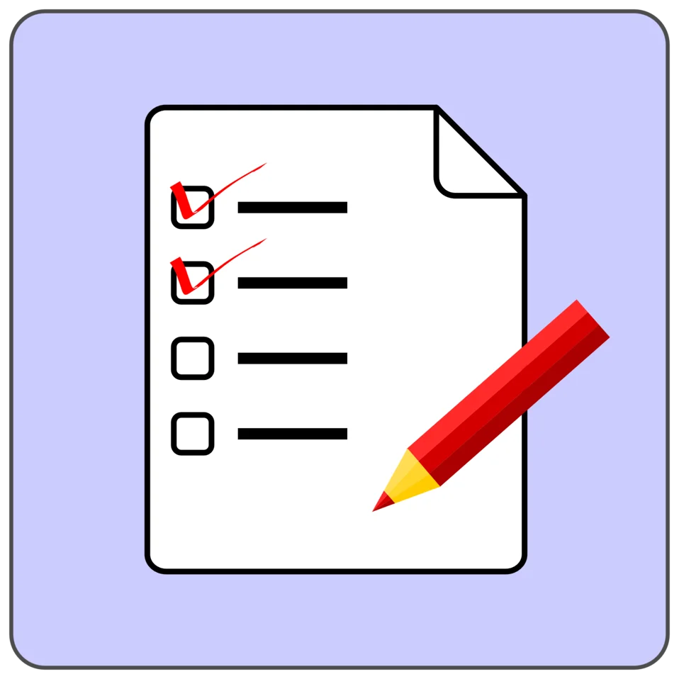Minimalist Checklist Clipart with Red Pencil for Task Management and Organization