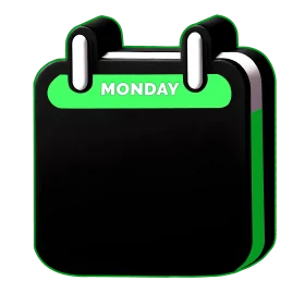 Minimalist Green and Black Monday Calendar Clipart Design Element