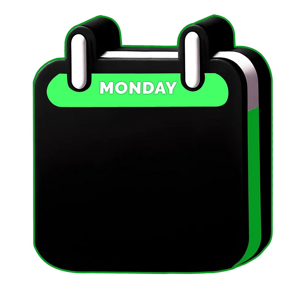 Minimalist Green and Black Monday Calendar Clipart Design Element