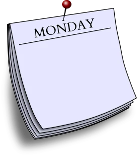 Minimalist Monday Notepad Clipart with Red Pushpin - Simple Weekly Planner Design