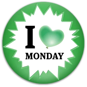 Playful Green 'I Love Monday' Motivational Clipart Badge with Heart Symbol