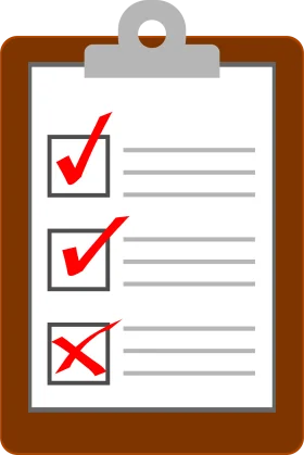 Professional Brown Clipboard with Red Checkmark Task Completion Clipart Illustration