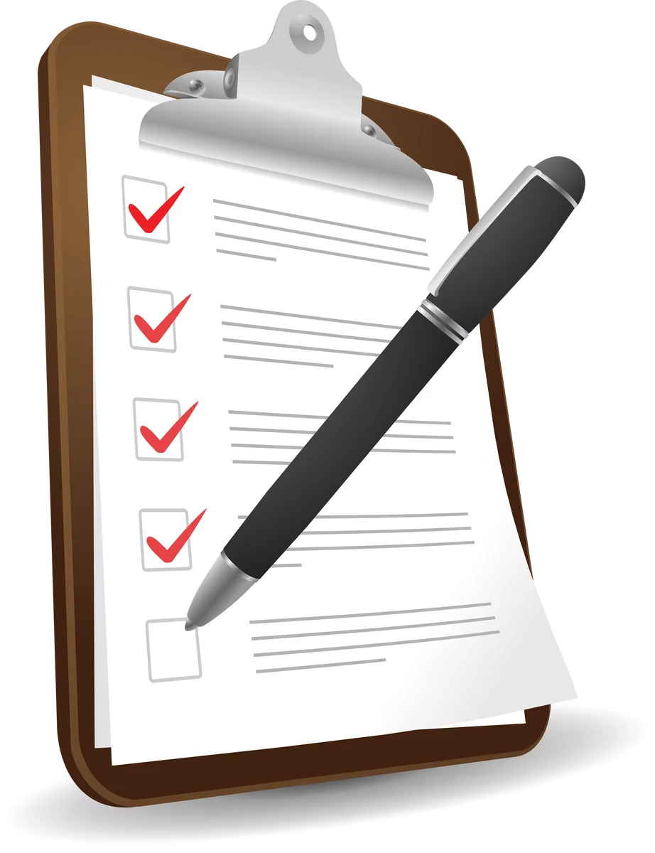 Professional Checklist Clipart Illustration with Pen on Clipboard