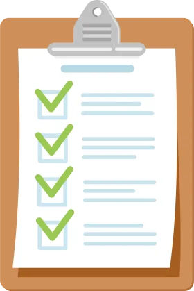 Professional Task Completion Clipboard Checklist Clipart with Green Checkmarks