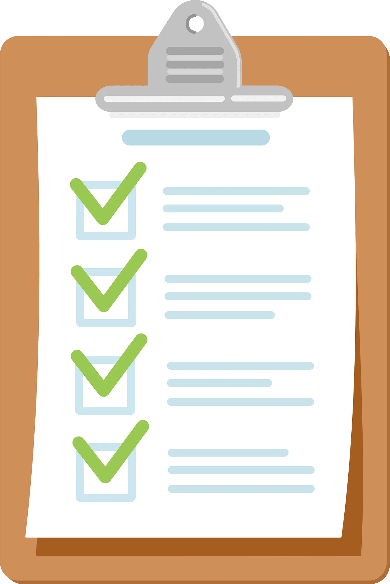 Professional Task Completion Clipboard Checklist Clipart with Green Checkmarks