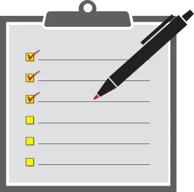 Professional Task Management Checklist Clipart with Pen and Highlighted Checkboxes