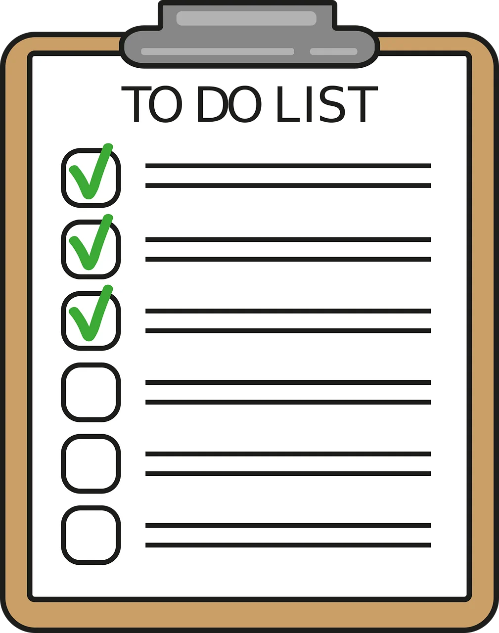 Professional To-Do List Clipboard Checklist Clipart with Green Checkmarks