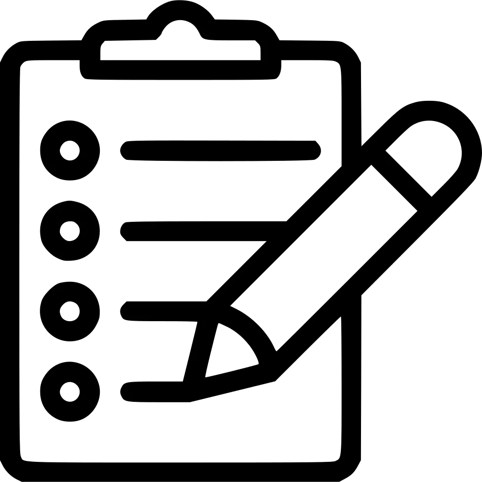 Simple Minimalist Checklist and Pencil Outline Clipart for Task Management