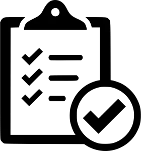 Sleek Black and White Checklist Verification Clipart Icon Design