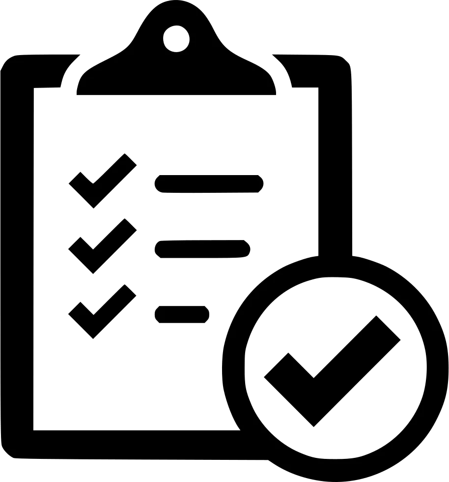 Sleek Black and White Checklist Verification Clipart Icon Design