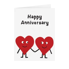Adorable Cartoon Heart Couple Celebrating Love Anniversary Clipart Design