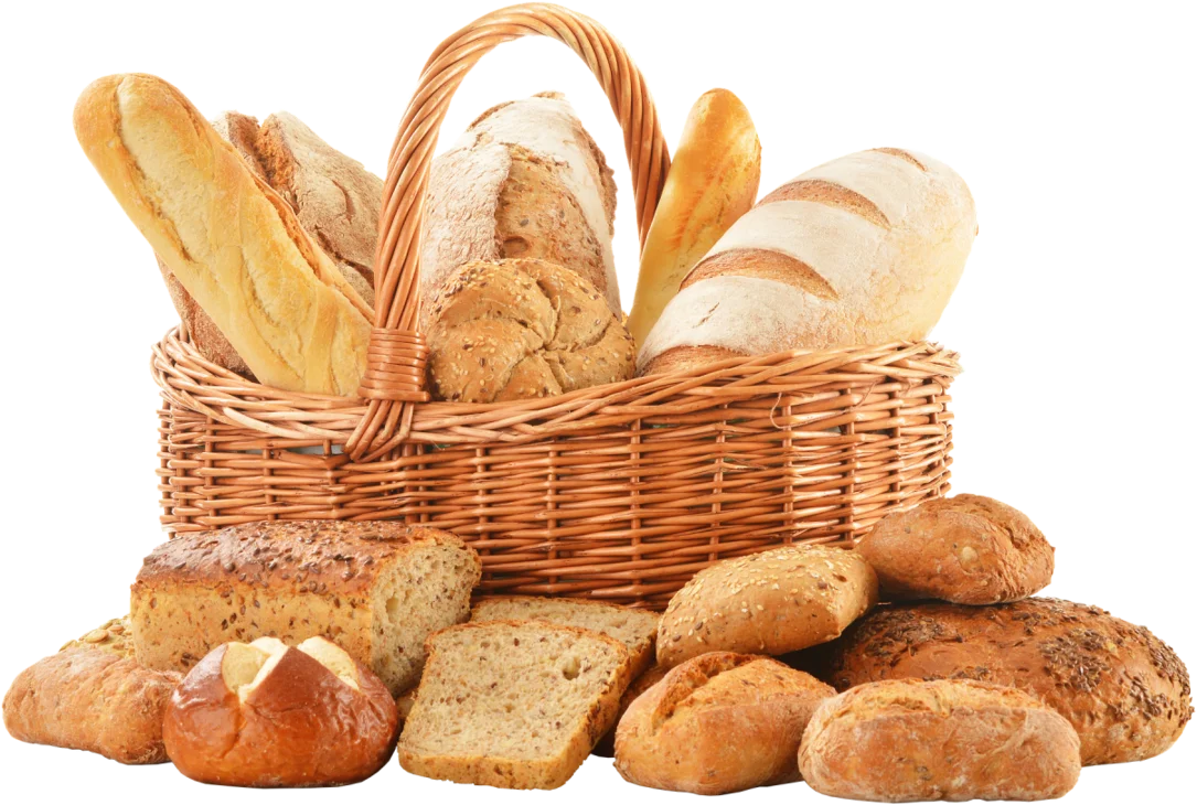 Artisan Bread Collection Clipart: Freshly Baked Loaves and Rolls in Rustic Woven Basket