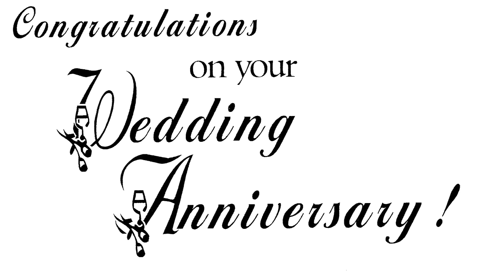 Elegant Black and White Wedding Anniversary Congratulations Clipart Design