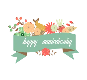 Elegant Floral Happy Anniversary Clipart with Soft Pastel Color Palette