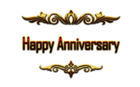 Elegant Golden Ornate Happy Anniversary Clipart Design with Decorative Flourishes