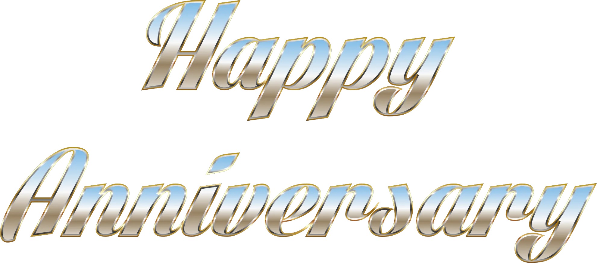 Elegant Metallic Shiny Happy Anniversary Clipart Graphic Design