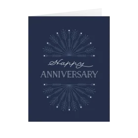 Elegant Navy Blue Happy Anniversary Celestial Starburst Clipart Design