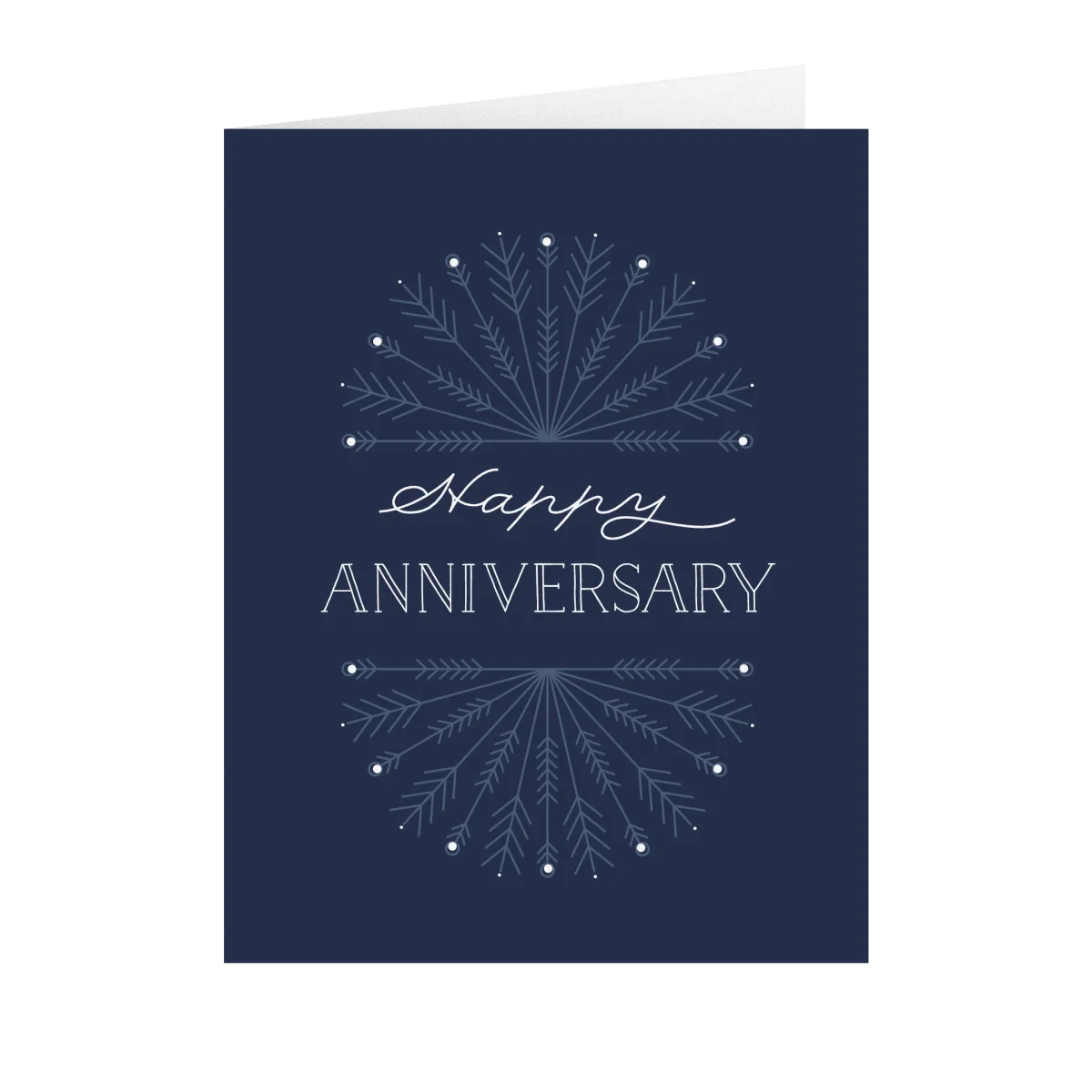 Elegant Navy Blue Happy Anniversary Celestial Starburst Clipart Design
