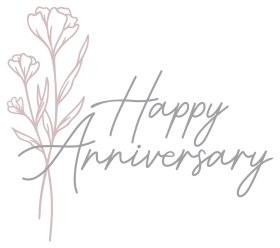 Elegant Pink Floral Happy Anniversary Clipart with Delicate Calligraphy Design