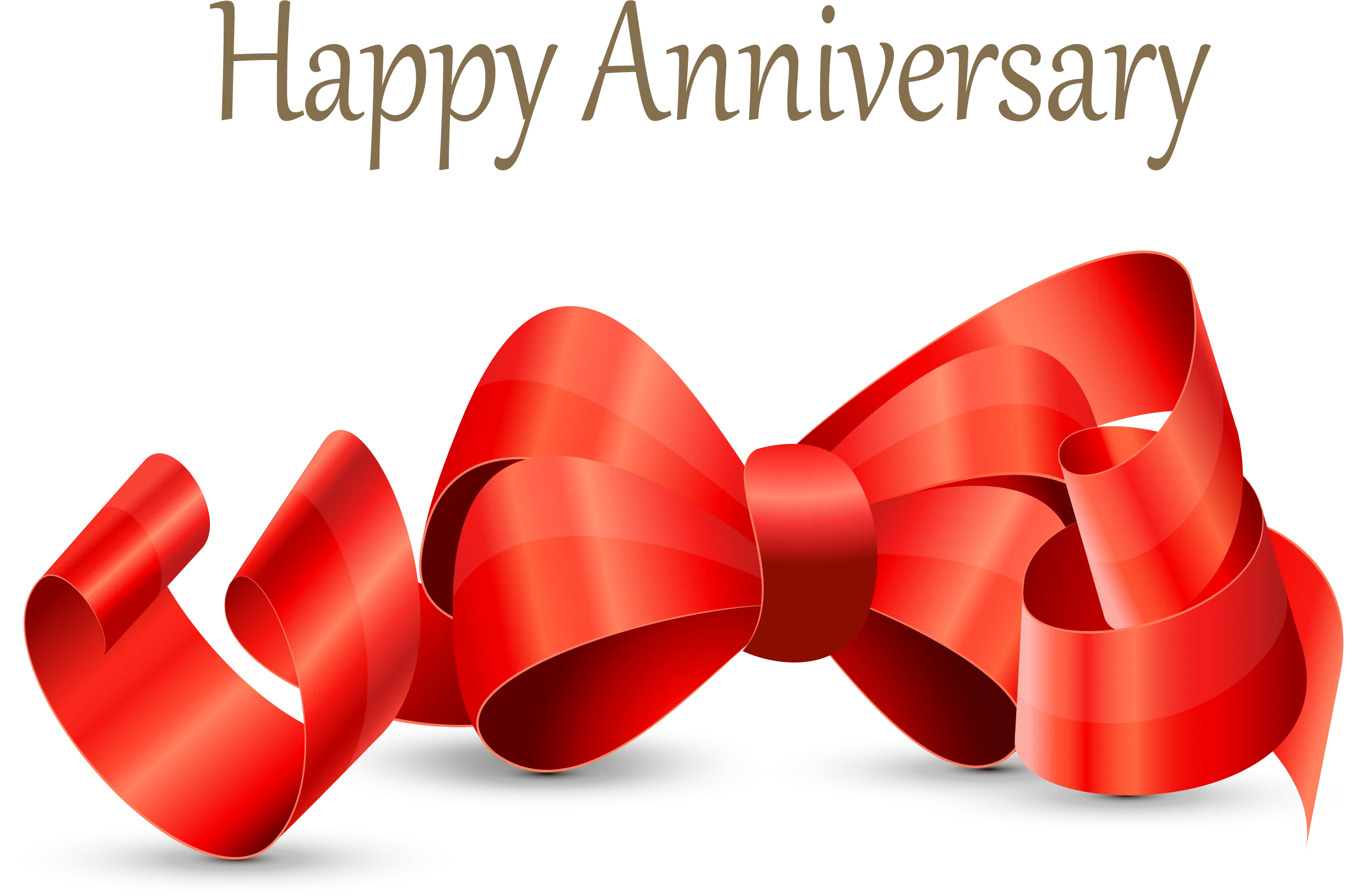 Elegant Red Silk Ribbon Bow Celebrating Happy Anniversary Clipart Design