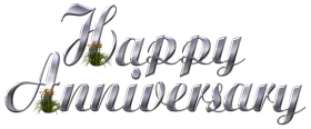 Elegant Silver and Green Botanical Happy Anniversary Clipart Design