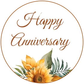 Elegant Sunflower Blossom Happy Anniversary Clipart Design with Soft Circle Border