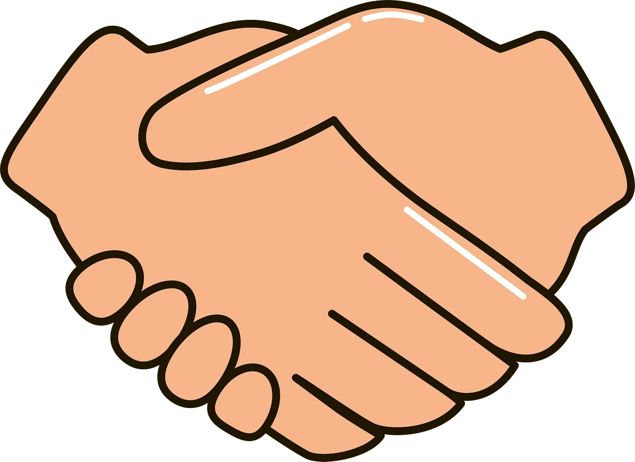 Friendly Business Partnership Handshake Clipart Illustration of Collaboration