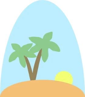 Minimalist Tropical Island Paradise Sunset Clipart Illustration