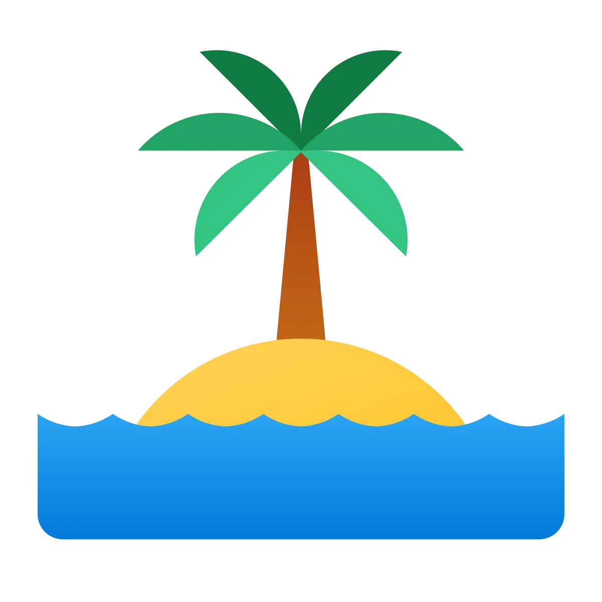 Minimalist Tropical Paradise Island Clipart with Palm Tree Silhouette