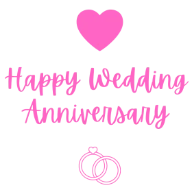 Pink Heart Elegant Happy Wedding Anniversary Clipart Design