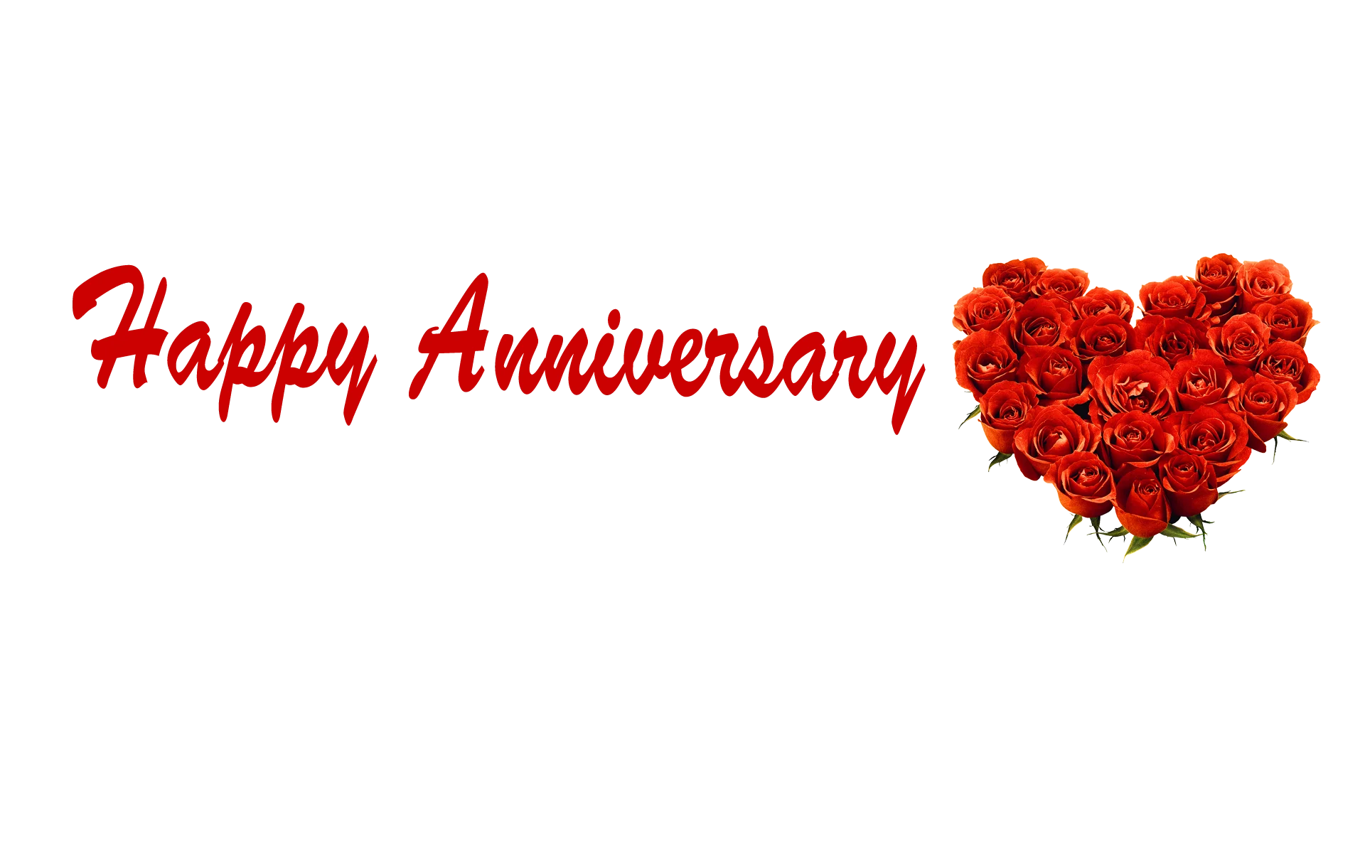 Romantic Red Rose Heart Happy Anniversary Celebration Clipart Design