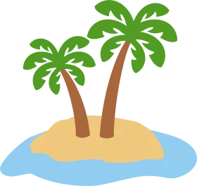 Serene Tropical Island Escape: Minimalist Palm Trees on Sandy Shore Clipart