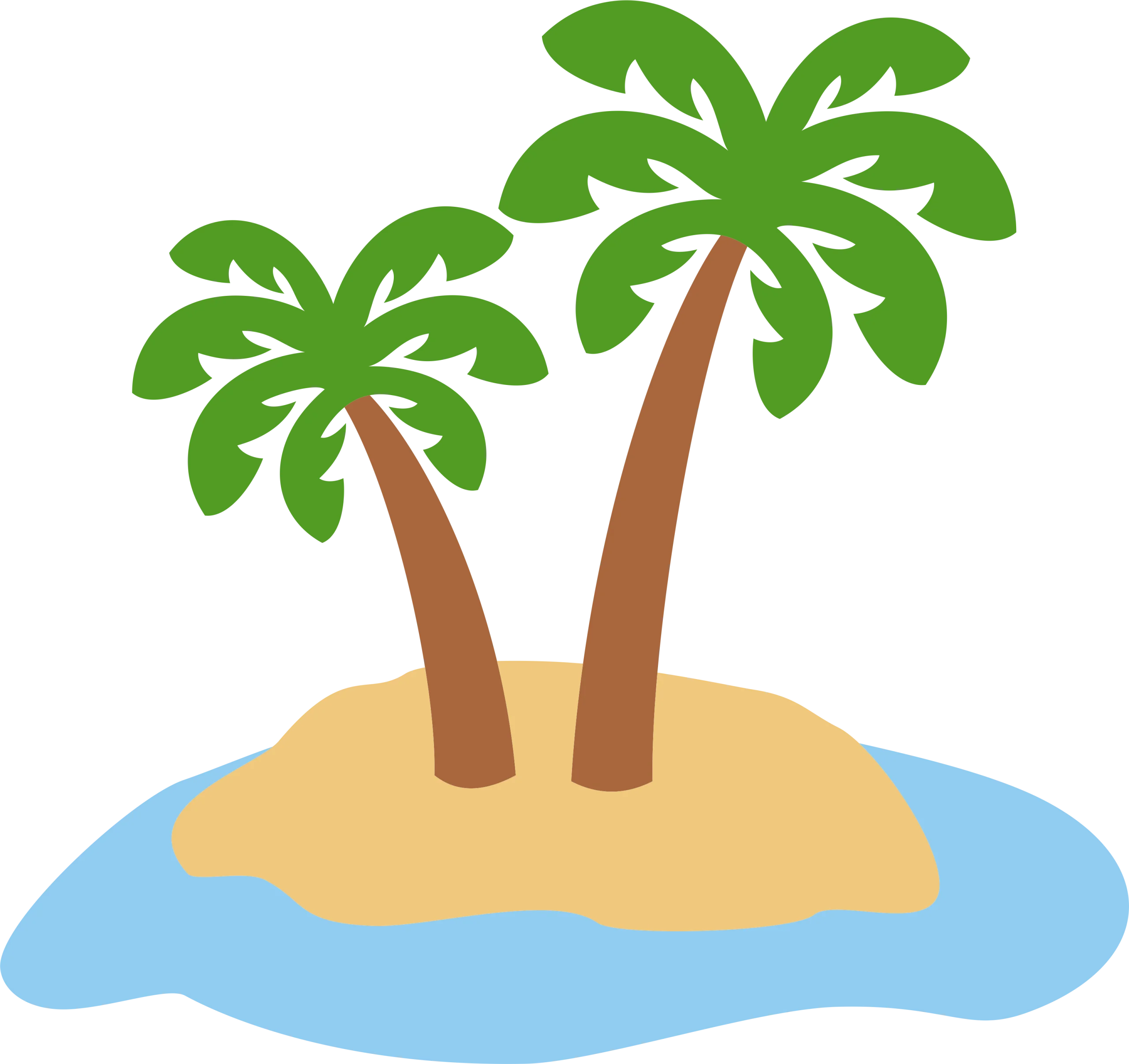 Serene Tropical Island Escape: Minimalist Palm Trees on Sandy Shore Clipart