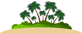 Serene Tropical Island Paradise with Palm Trees Scenic Clipart Landscape Illustration