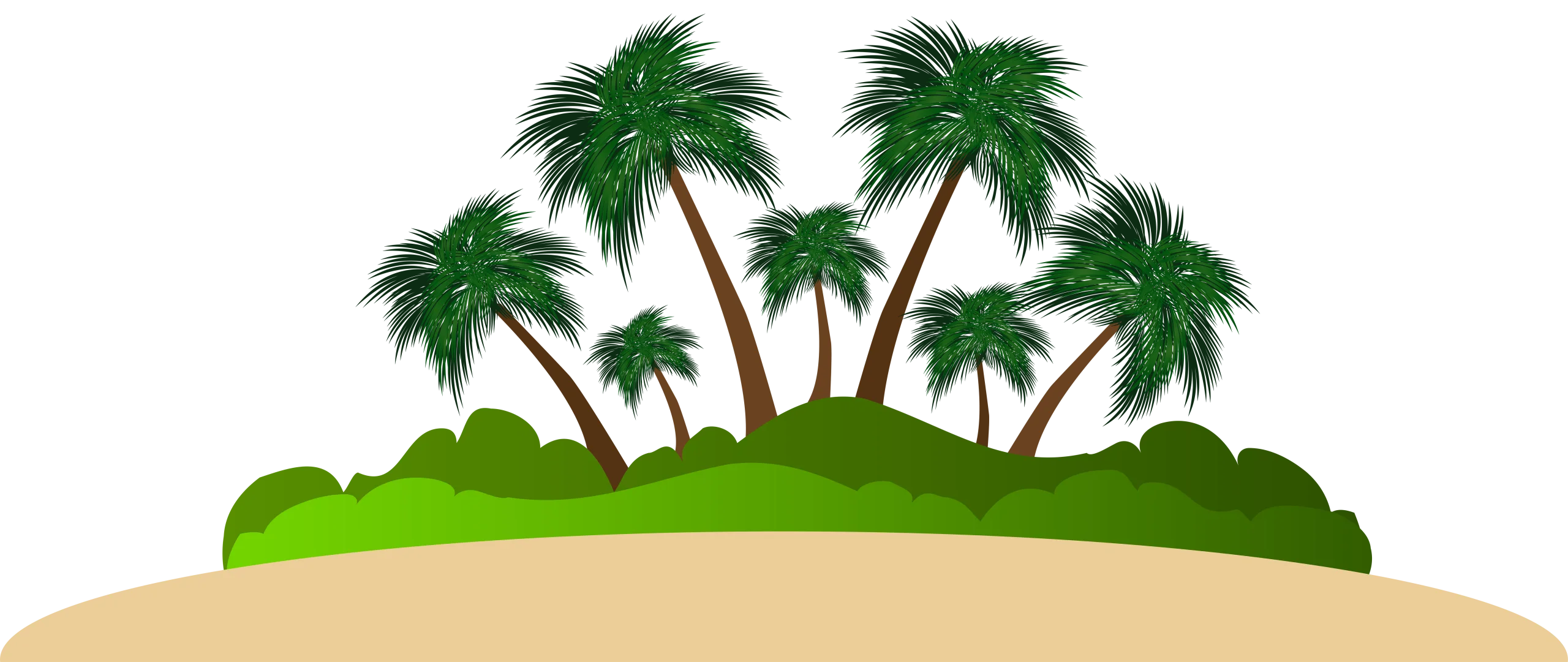 Serene Tropical Island Paradise with Palm Trees Scenic Clipart Landscape Illustration