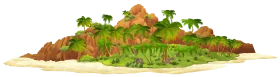 Tropical Lush Paradise Island Scenic Clipart Landscape Illustration